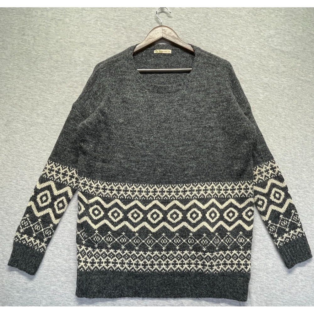 Urban Day Sweater Womens M/L Gray Geometric Print Tight Knit Dropped Shoulder